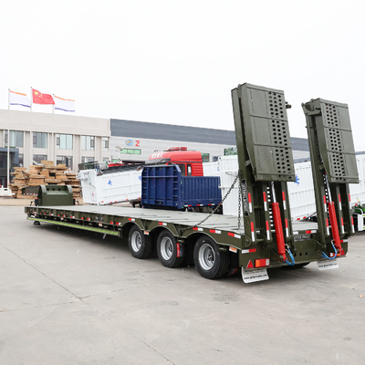 Flatbed 80ton Heavy Duty Low Loader/Lowbed/Lowboy Low Bed Trailer Truck Semi Trailers
