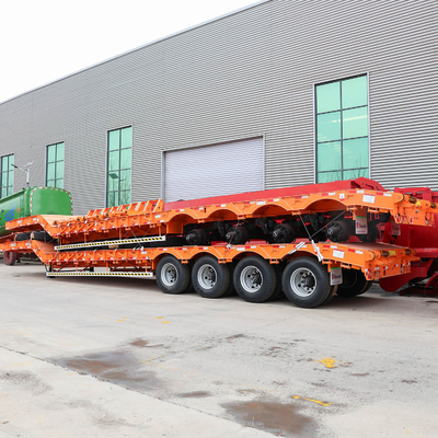60-100 ton Semi-trailer Lowboy Truck Zelfdumping Lowbed Semi-trailer voor zwaar werk