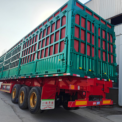 12 banden met mechanische ophanging Semi-truck-aanhangwagen met afvalzijde en hek zijwand