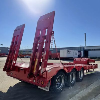 13000x2500-3000x1650mm 4 assen laagbelader Semi-truck aanhangwagen voor het vervoer van materieel
