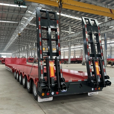 BPW/Fuwa 3,5 m Gooseneck Tri Axles 4 Axles 70 80ton Low Deck Lowbed Semi Trailers voor machines