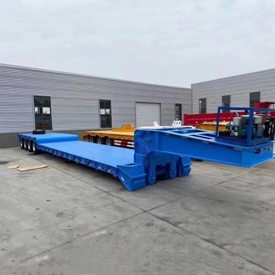 4 assen laag bed lowboy 60ton 80ton half vrachtwagen aanhangwagen voor het verplaatsen van zware machines