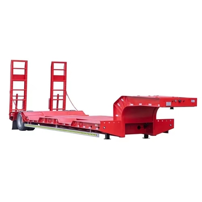 4 assen staal laag bed half-trailer voor 80 T 120 T Lowboy Gooseneck Truck trailer
