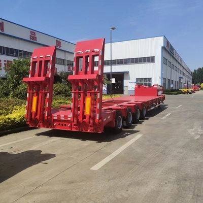 4 assen staal laag bed half-trailer voor 80 T 120 T Lowboy Gooseneck Truck trailer