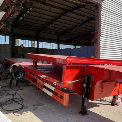4 assen staal laag bed half-trailer voor 80 T 120 T Lowboy Gooseneck Truck trailer
