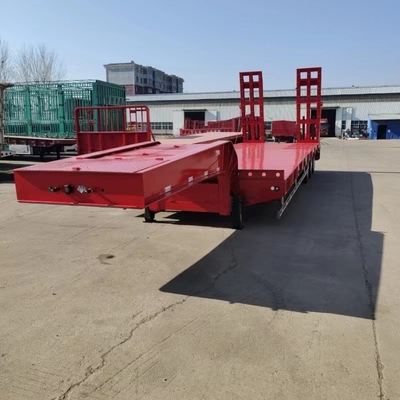 4 assen staal laag bed half-trailer voor 80 T 120 T Lowboy Gooseneck Truck trailer